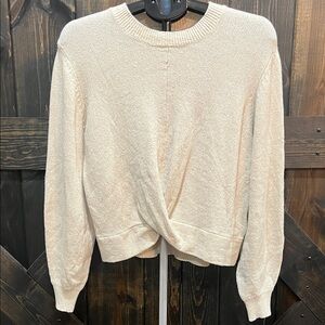 Joie Twist Front Cotton Linen Sweater Size M Cream Soft Slightly Cropped Boho